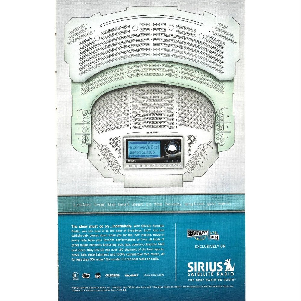 Sirius Satellite Radio Broadway Best Theatre 2000s Print Ad
